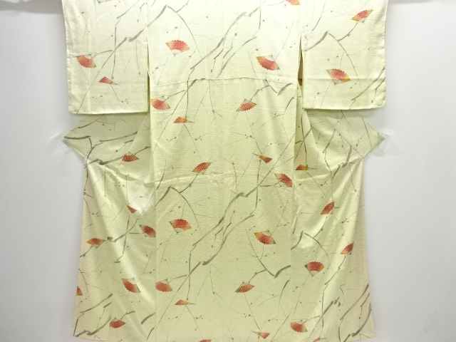 枝の実に扇模様小紋着物